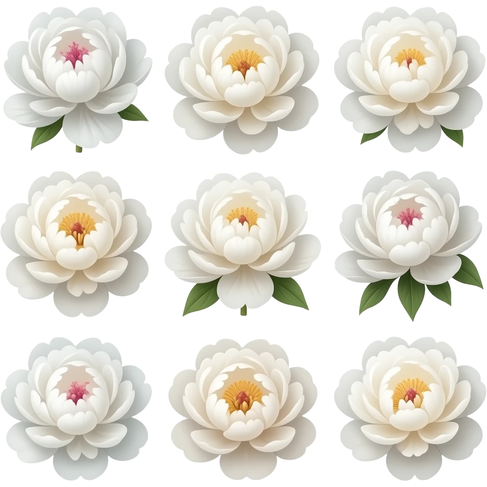 i want a collection of white peonies much m,or natural collection emoji