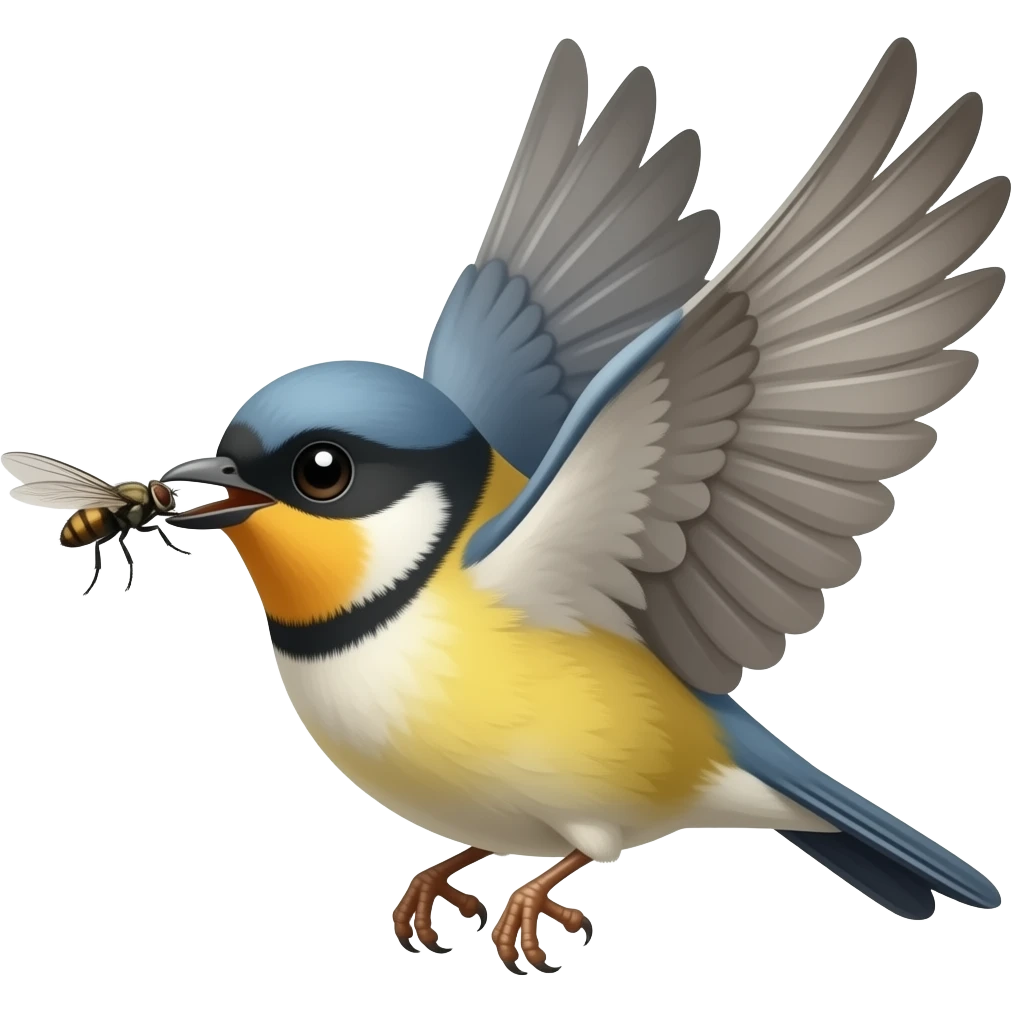 Bird catching fly emoji