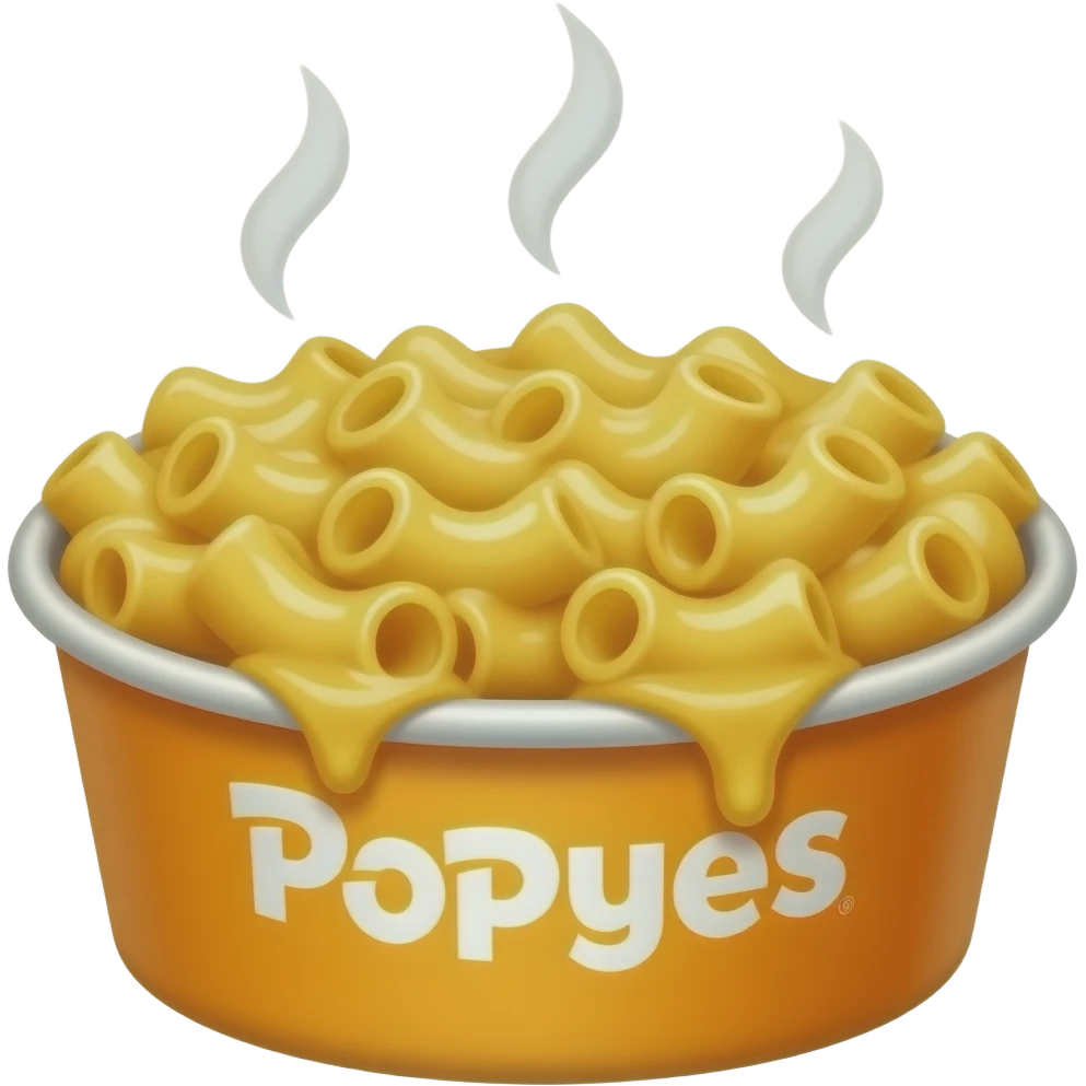 Baked Macaroni and cheese in a Popeyes container emoji