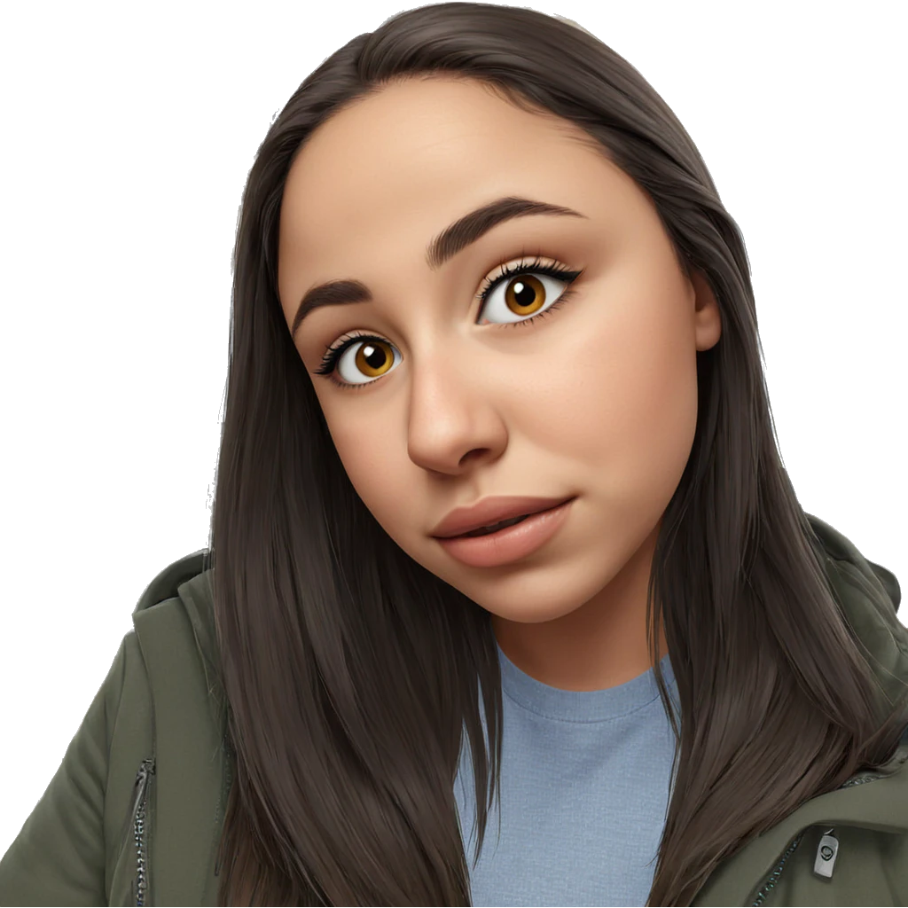 realistic portrait of girl indoors emoji