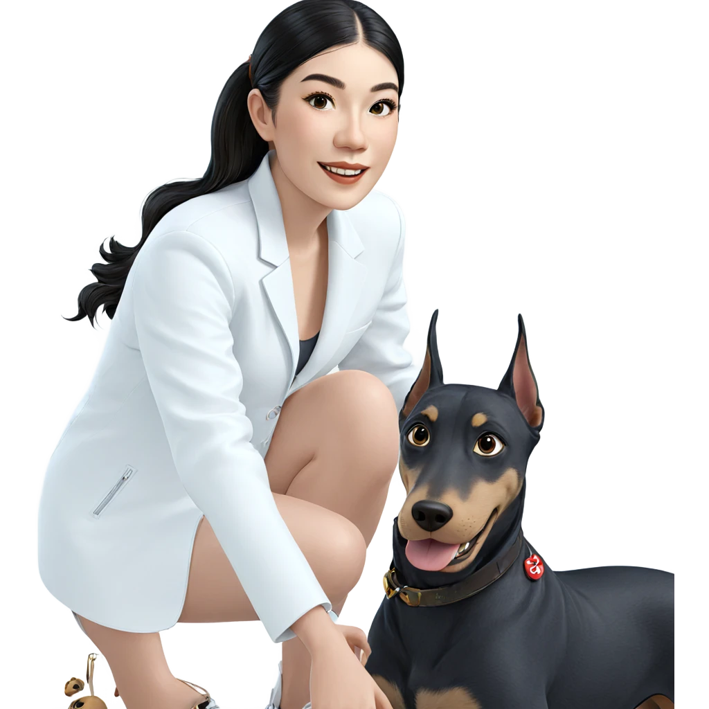 girl with dog smiling emoji