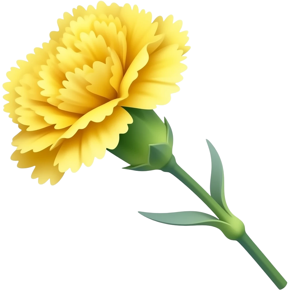yellow carnation flower with a stem and leaves emoji