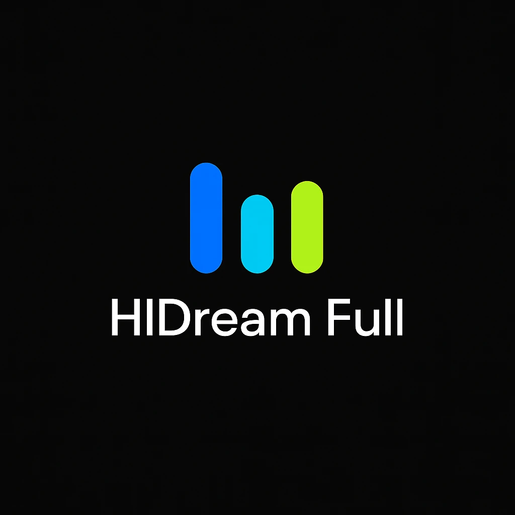 create high dream logo like this with text "HIDream Full", black background  emoji