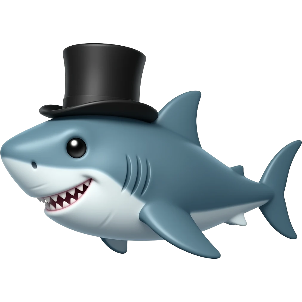 Shark with a top hat emoji
