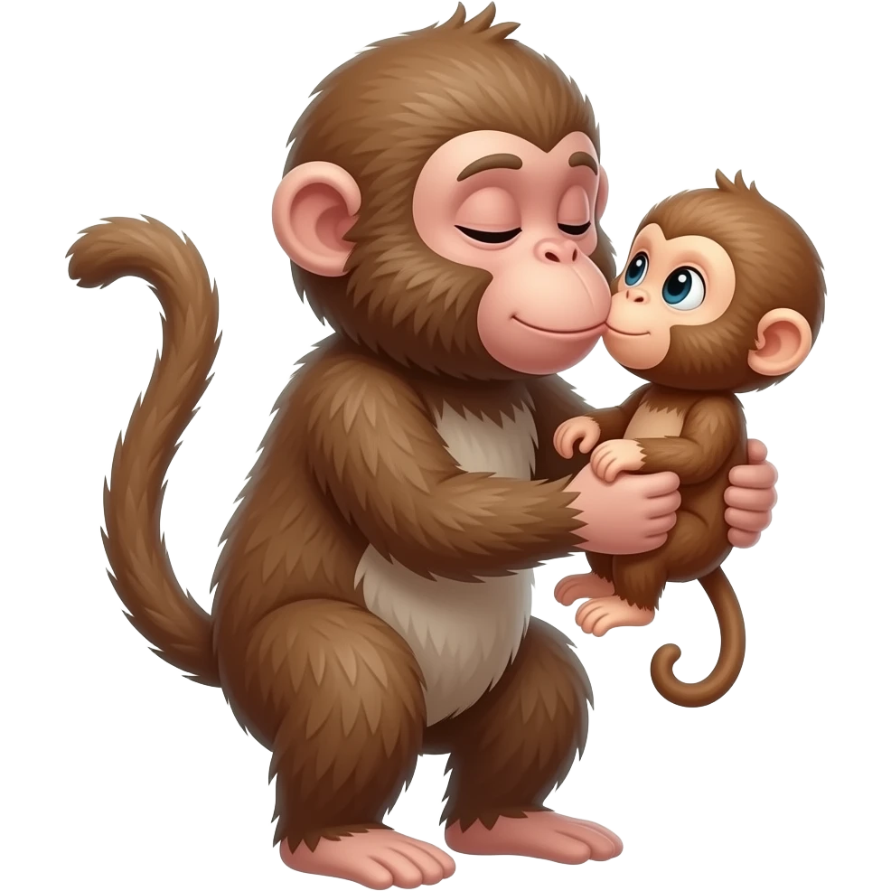 mokey holding a baby mokey kissing mokey emoji