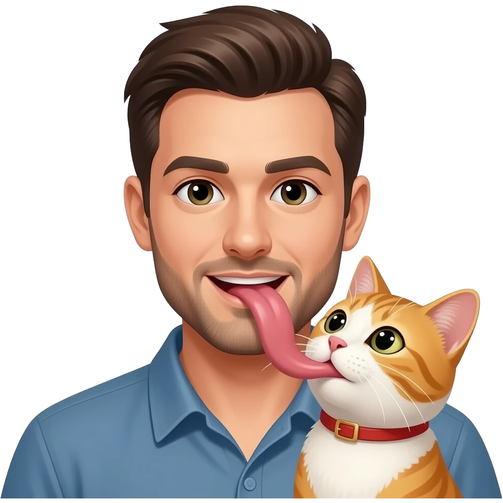 Man licking cat emoji