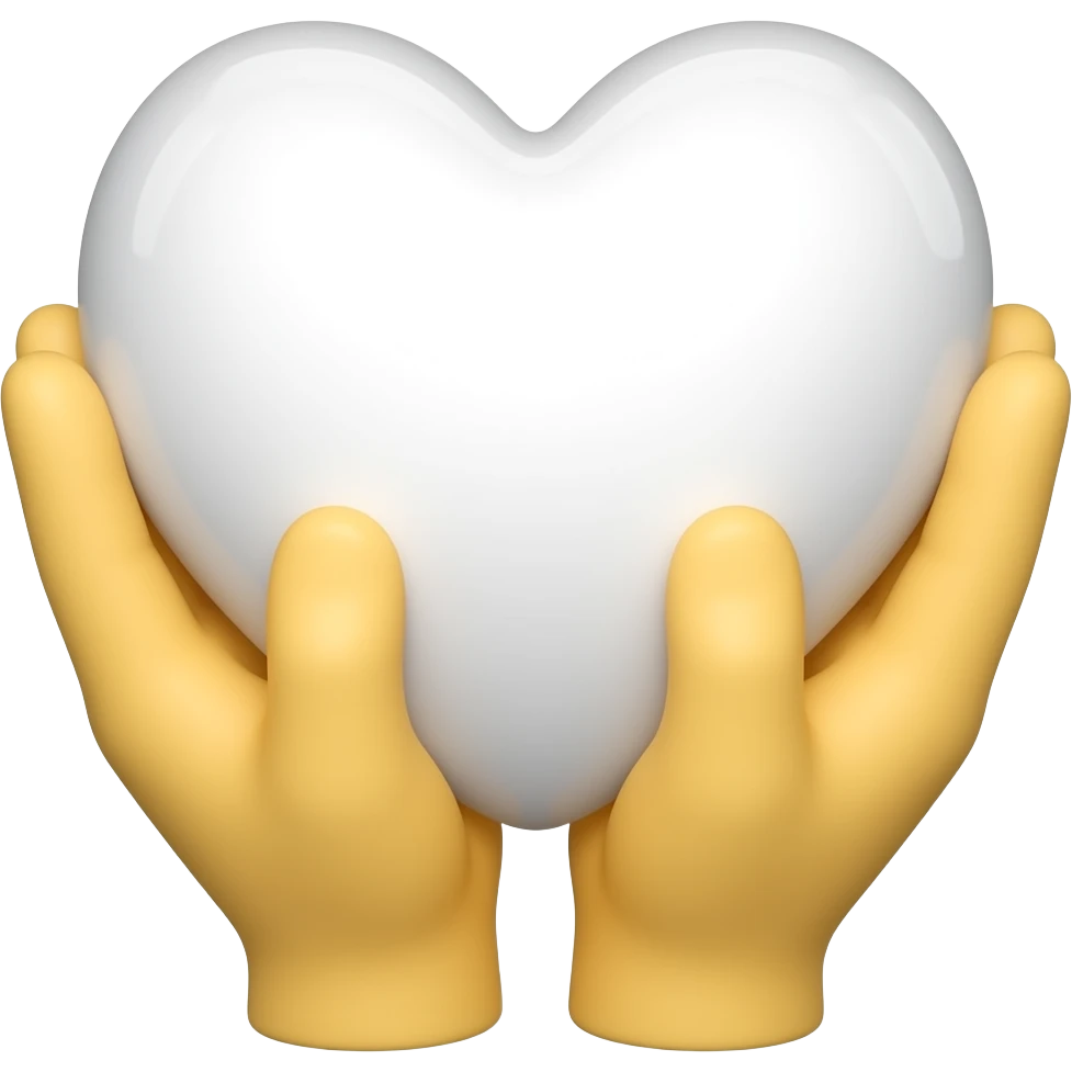 white heart held in yellow hands emoji