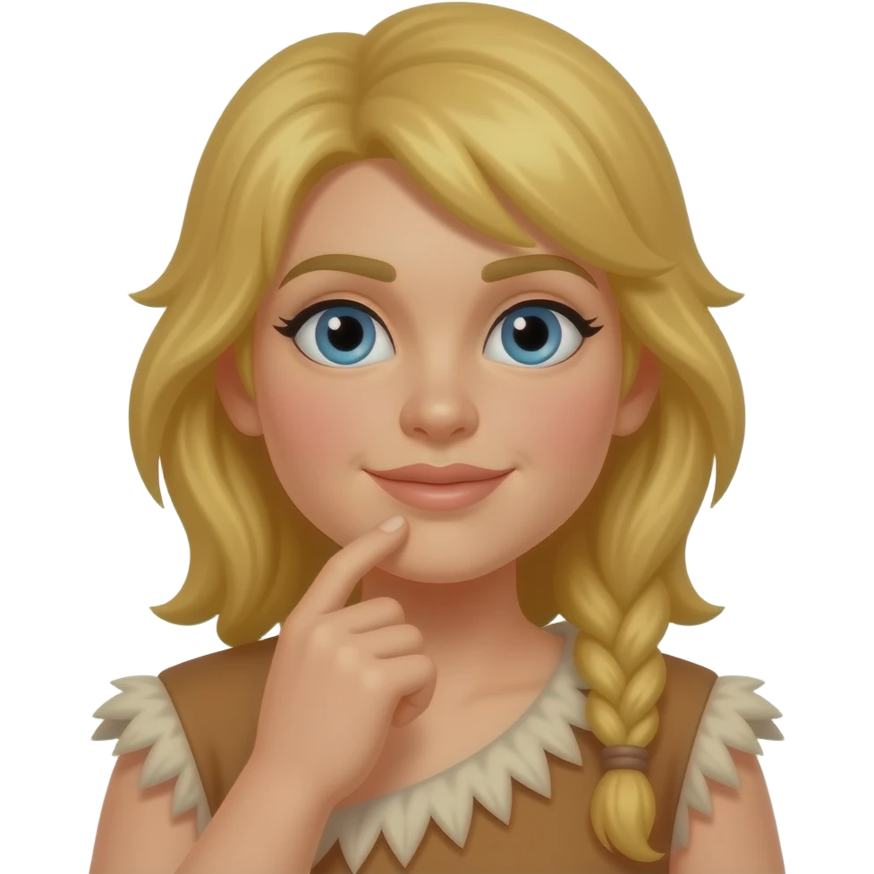 blonde cavewoman thinking emoji