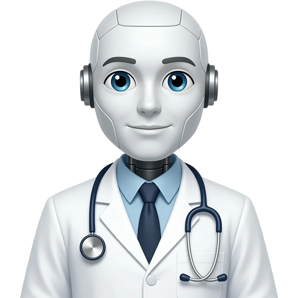 create a robot in a lab coat with the phonendoscope on his neck emoji