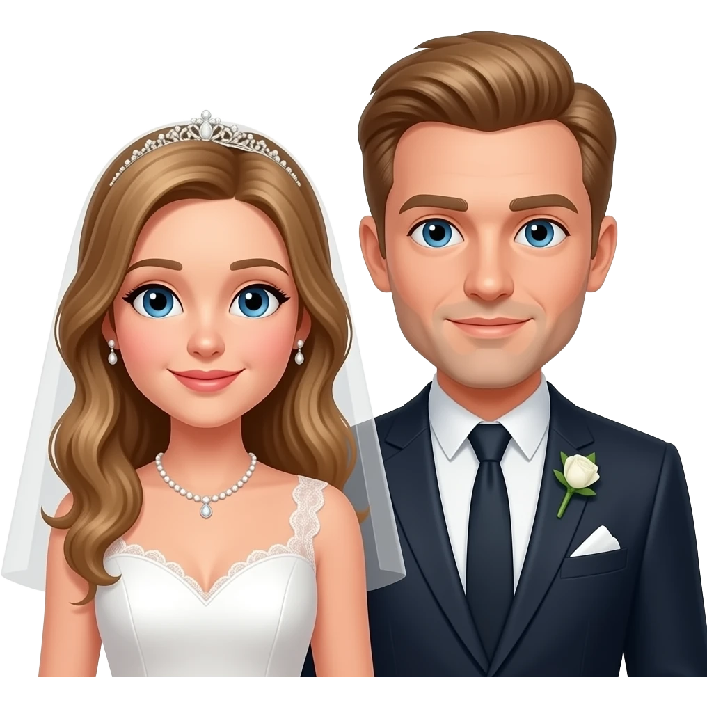 Fair skinned bride and groom with goldabor emoji