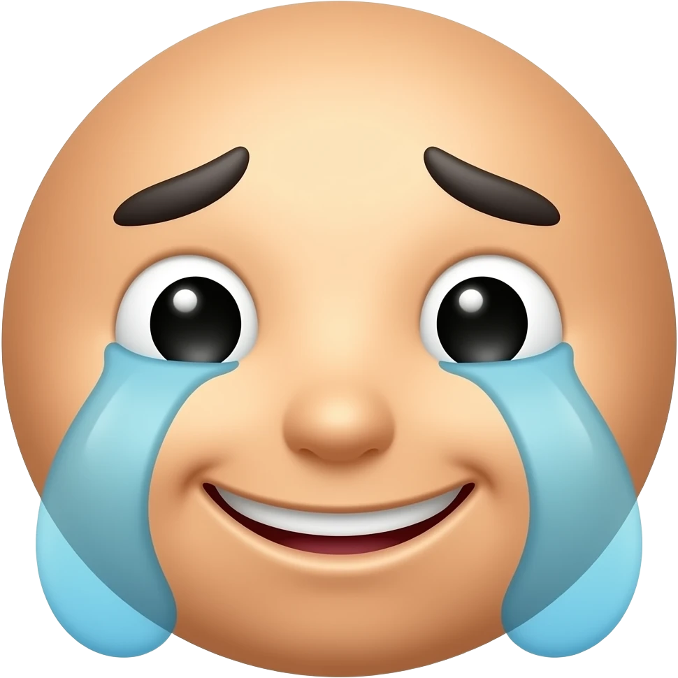 crying face with a smile and no tears emoji
