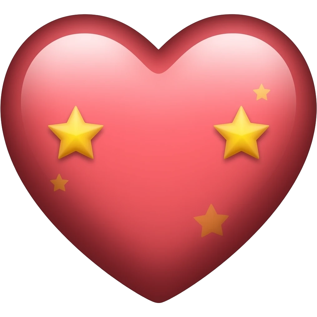 Heart with  two stars at each size emoji