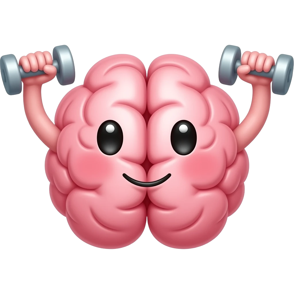 Cerebro cute haciendo ejercicio con solo dos brazos emoji
