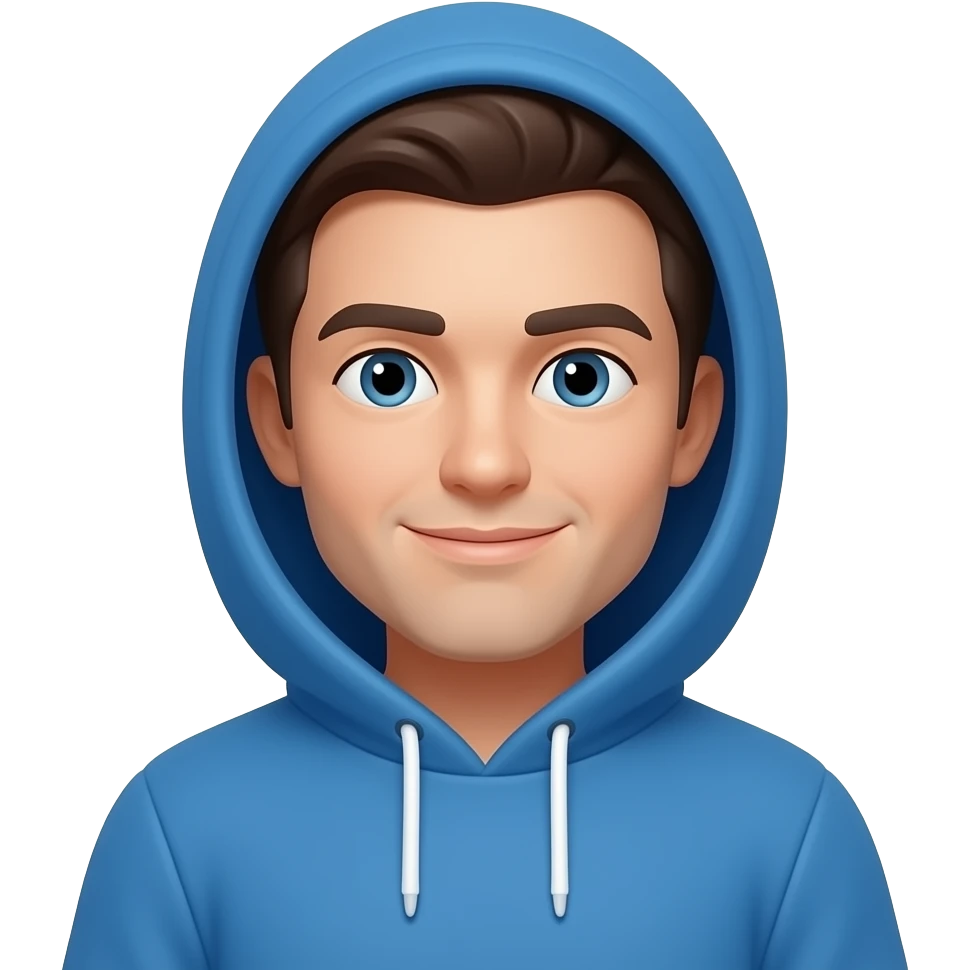 man wear a blue color hoodie emoji