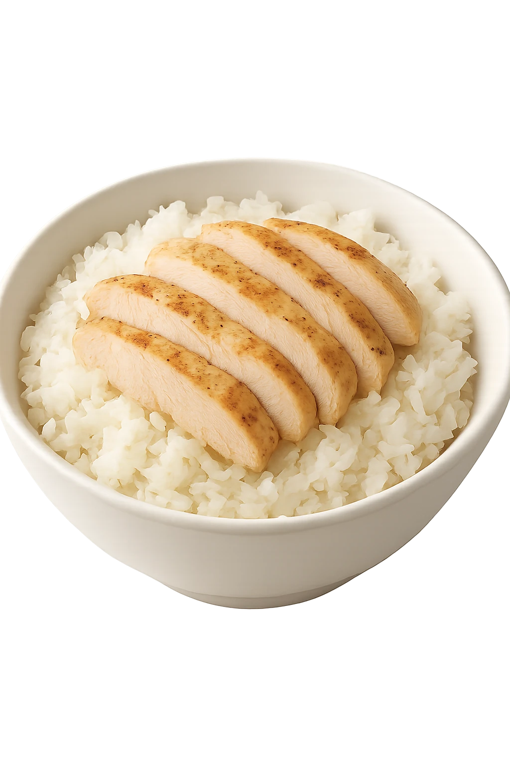 bowl bianca con riso e pollo emoji