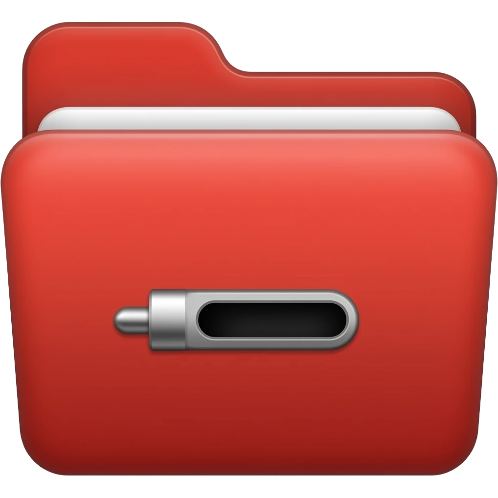 SFX: Red folder with a sound jack/port icon. emoji