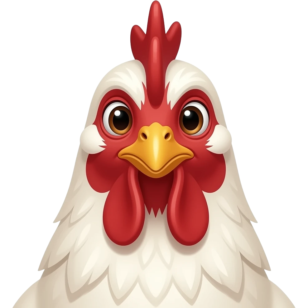 Female chicken 25 years old straight front head closed mouth emoji