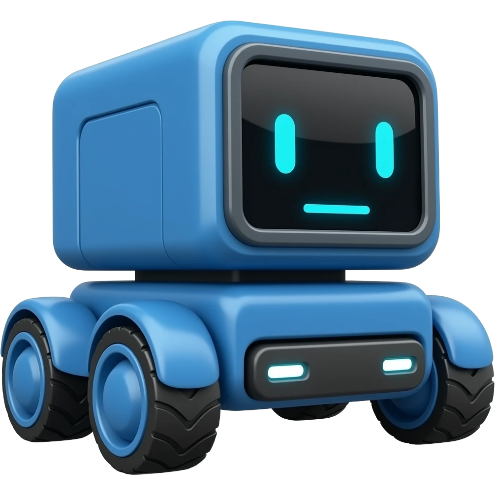 Delivery blue square with 6 wheels blue led eyes emoji