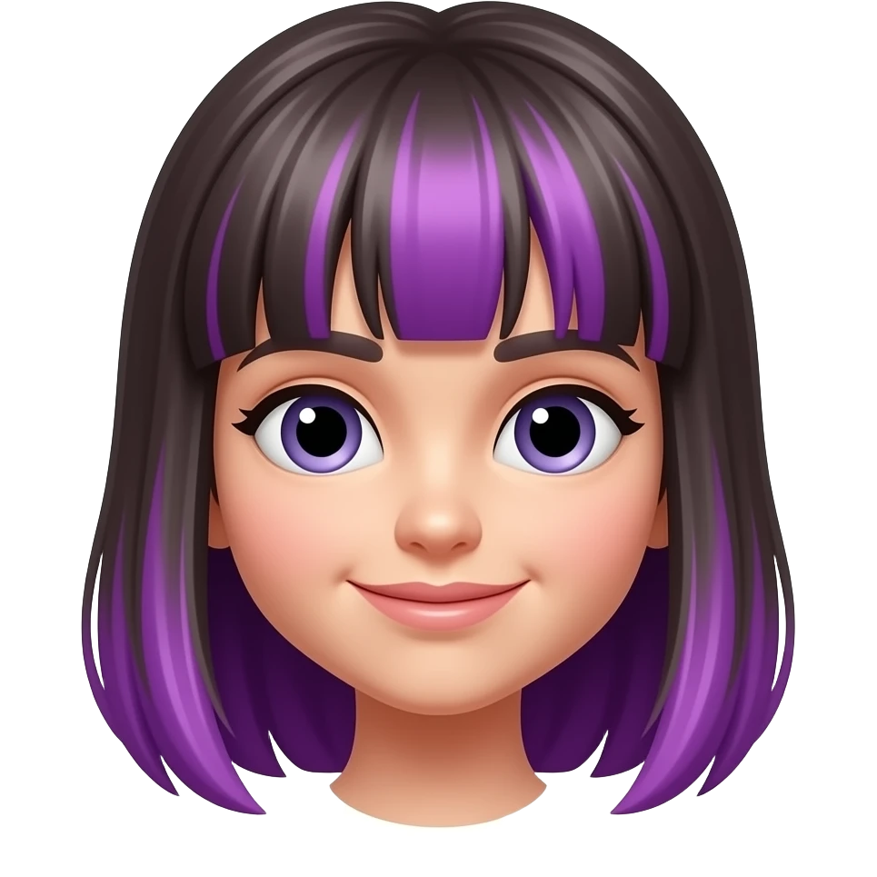 Cabelo com mechas roxo emoji
