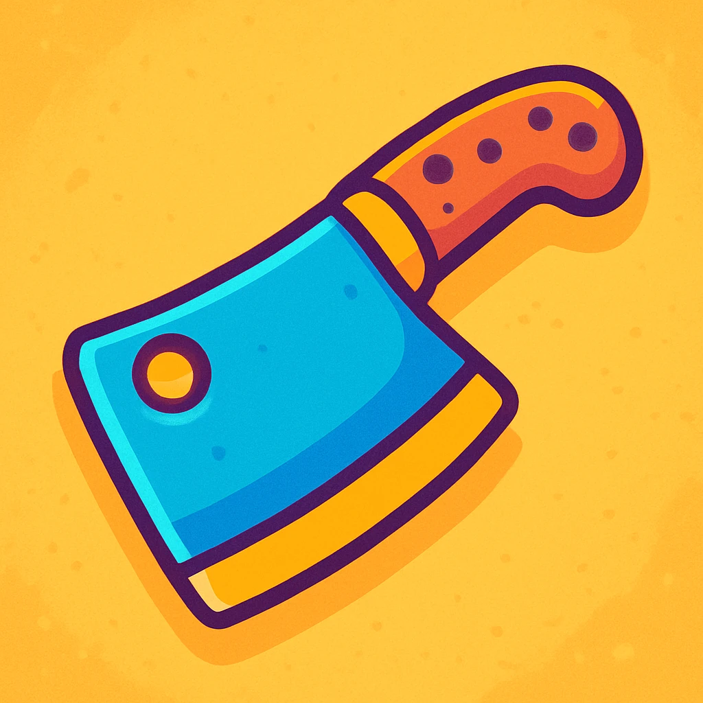 cartoon style butcher knife, bright colors, exaggerated features, playful and fun emoji