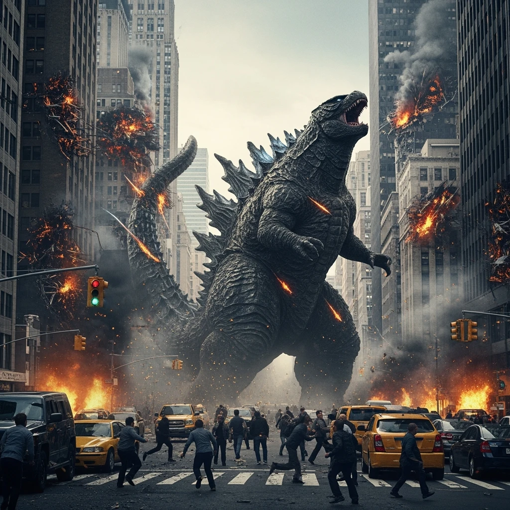 godzilla attackig ny emoji