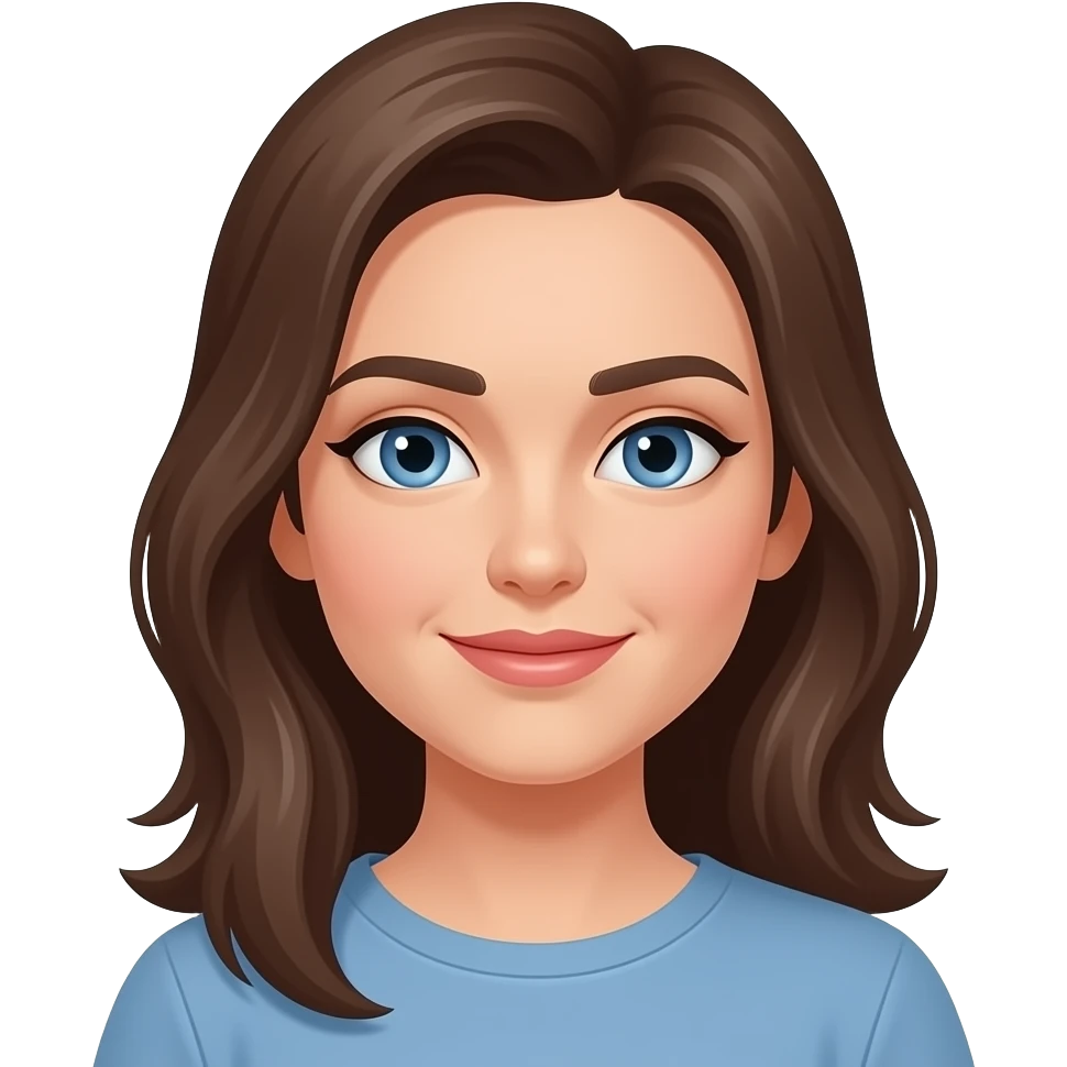 Brown hair blue eyes woman emoji