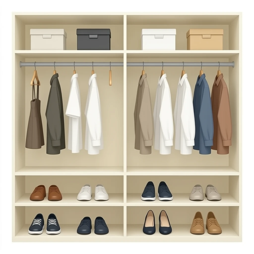 minimalist closet cream color for shoes emoji