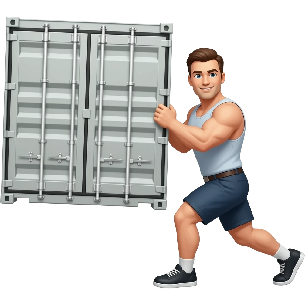 a strong guy pushing a container emoji