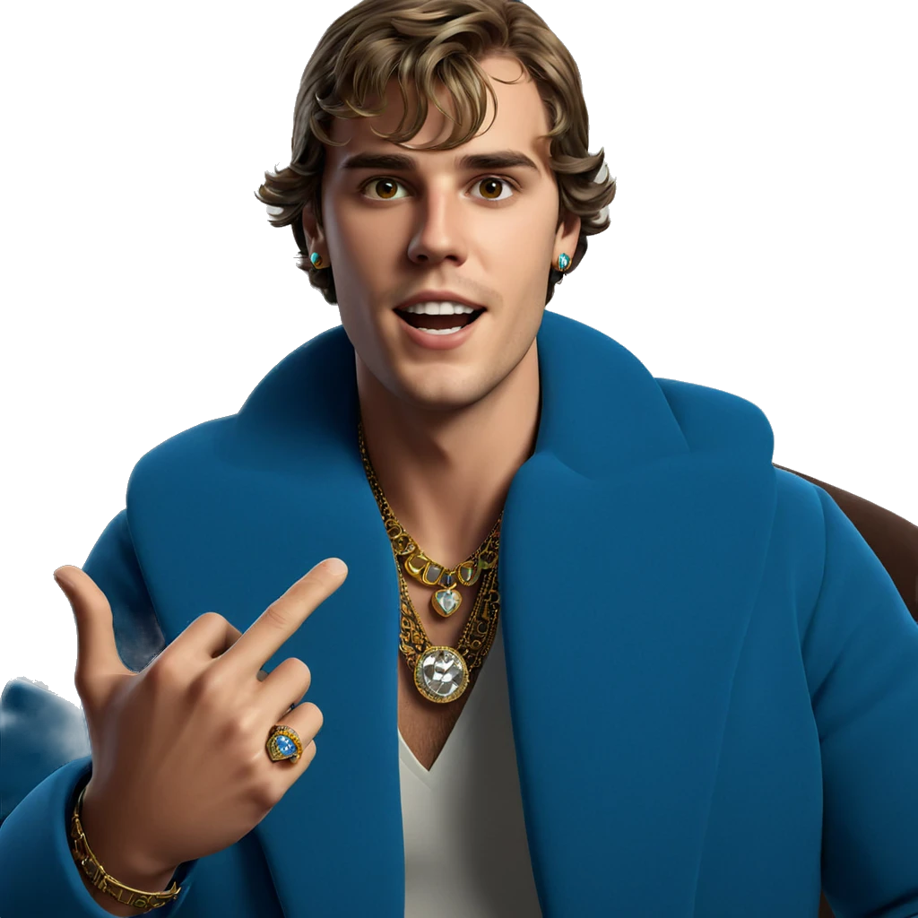 retro male portrait with jewelry emoji