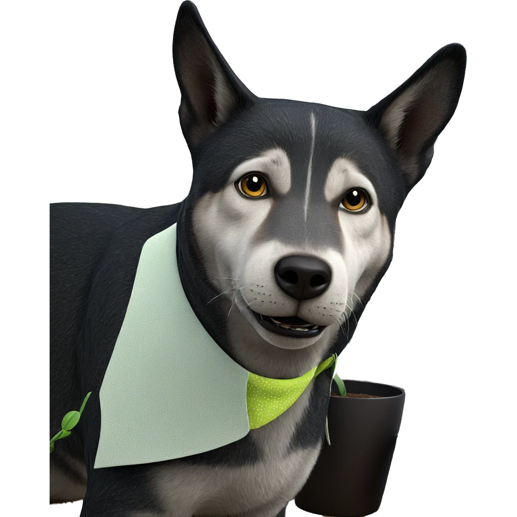 realistic animal with potted plant emoji