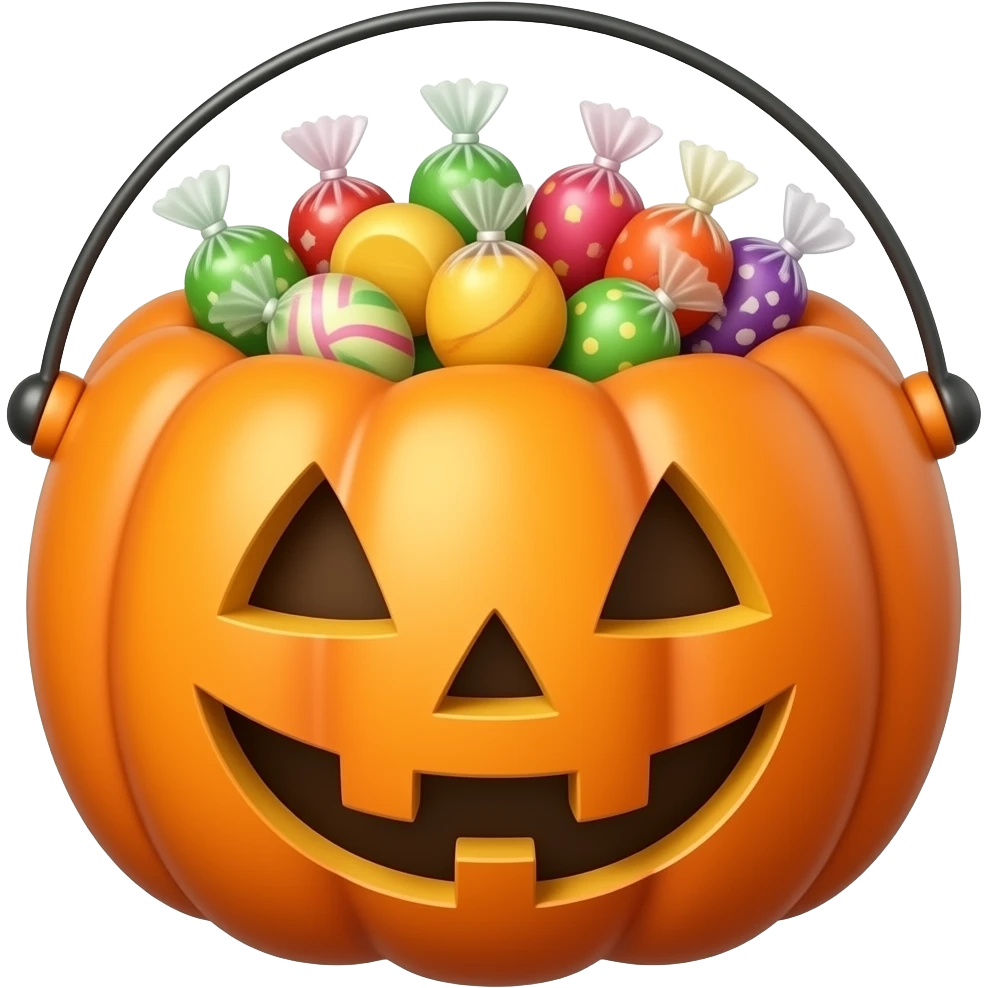 plastic pumpkin  halloween bucket with candies emoji