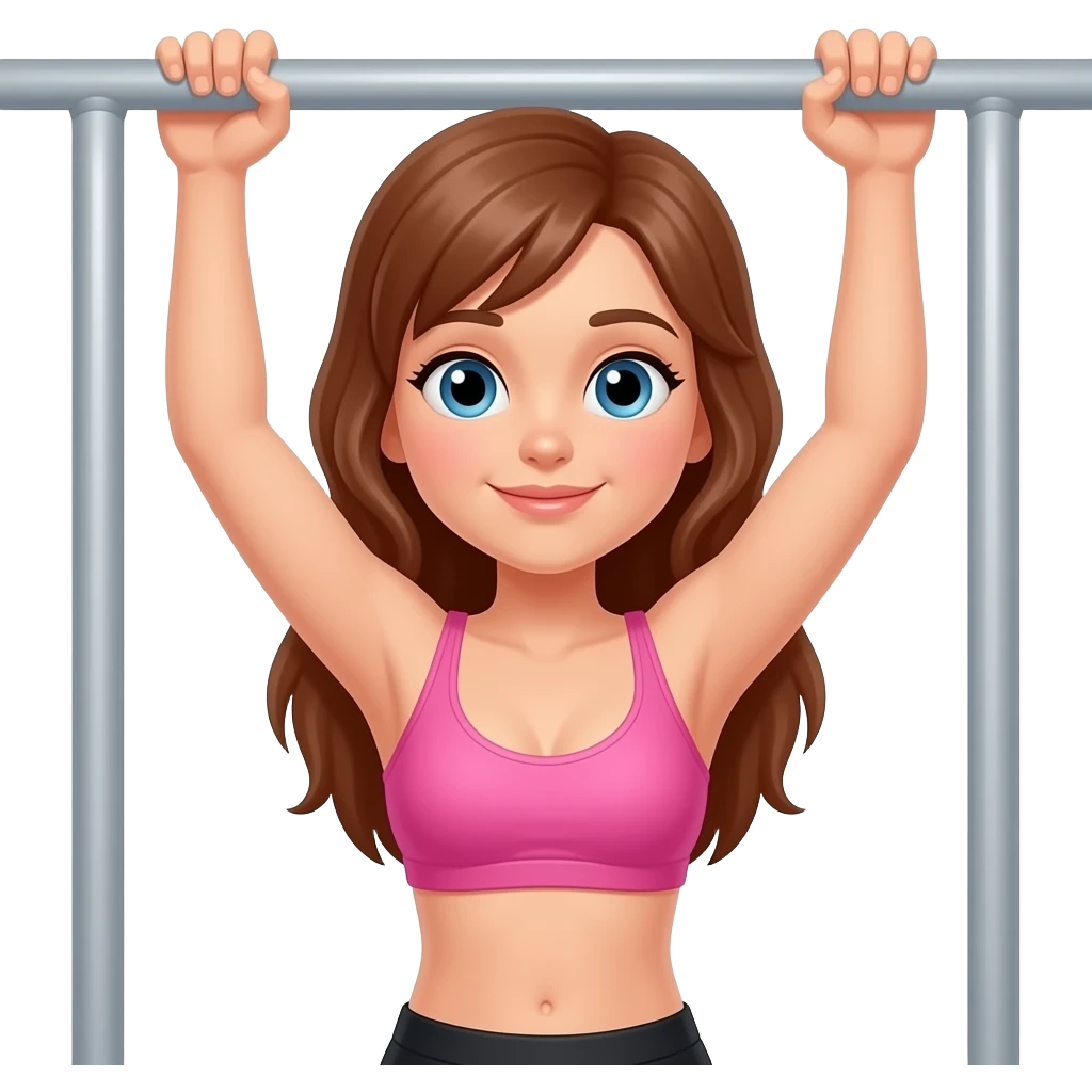 une fille quI fait des tractions , brassière rose short noir emoji