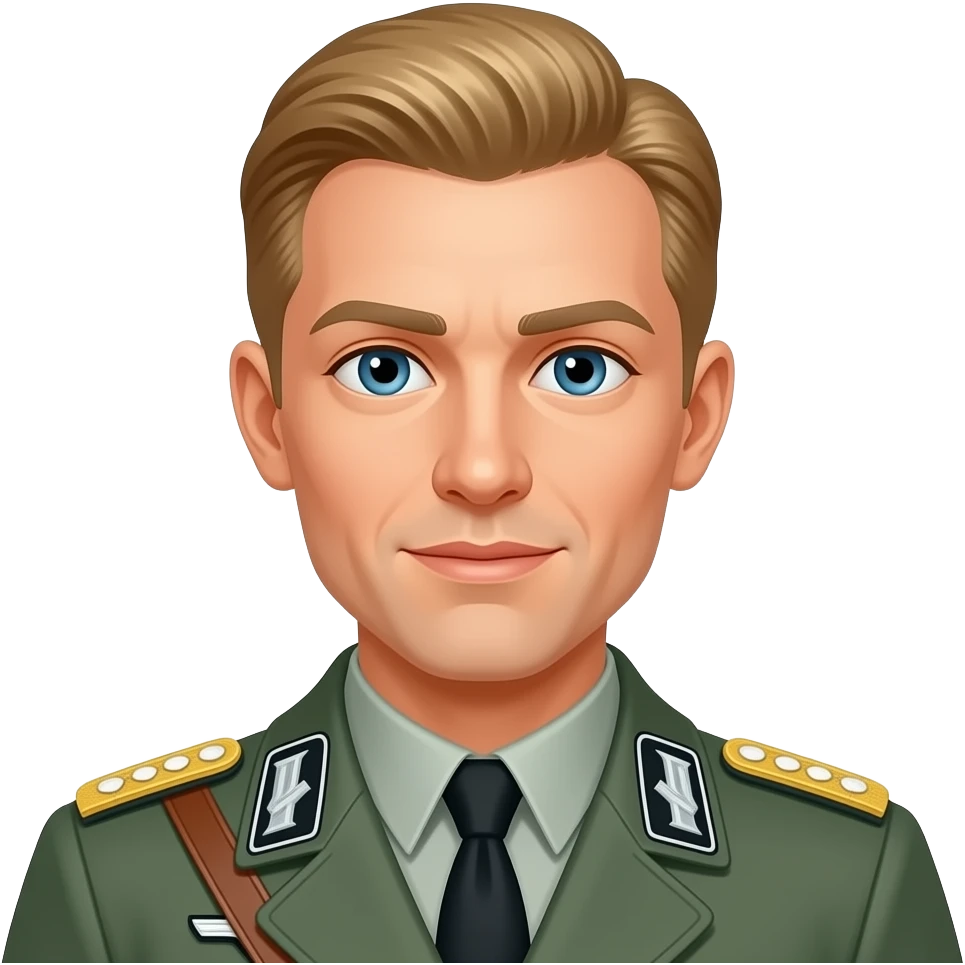 Blonde hair, blue eyed, Nazi Schutzstaffel officer emoji