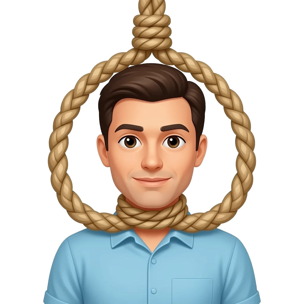 A person hanging themself with a noose wrapped around his neck emoji
