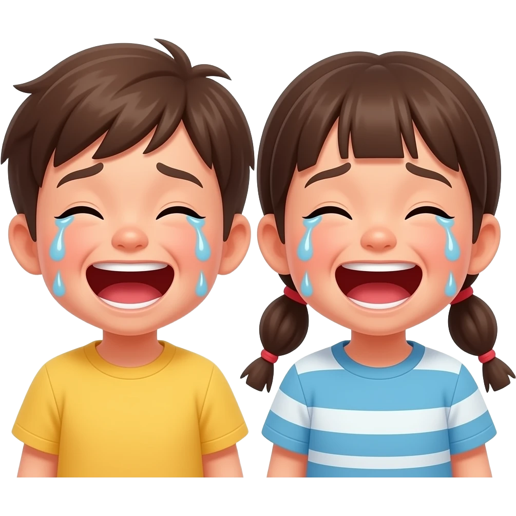 Hazme unos niños riendo mucho; casi llorando de la risa. emoji