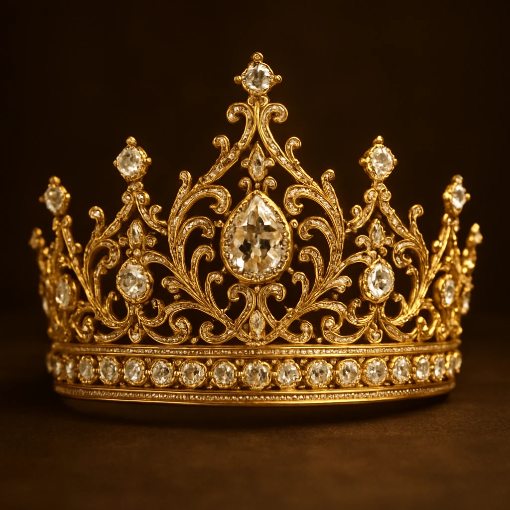 golden tiara with gemstones, slay object, luxurious and detailed emoji