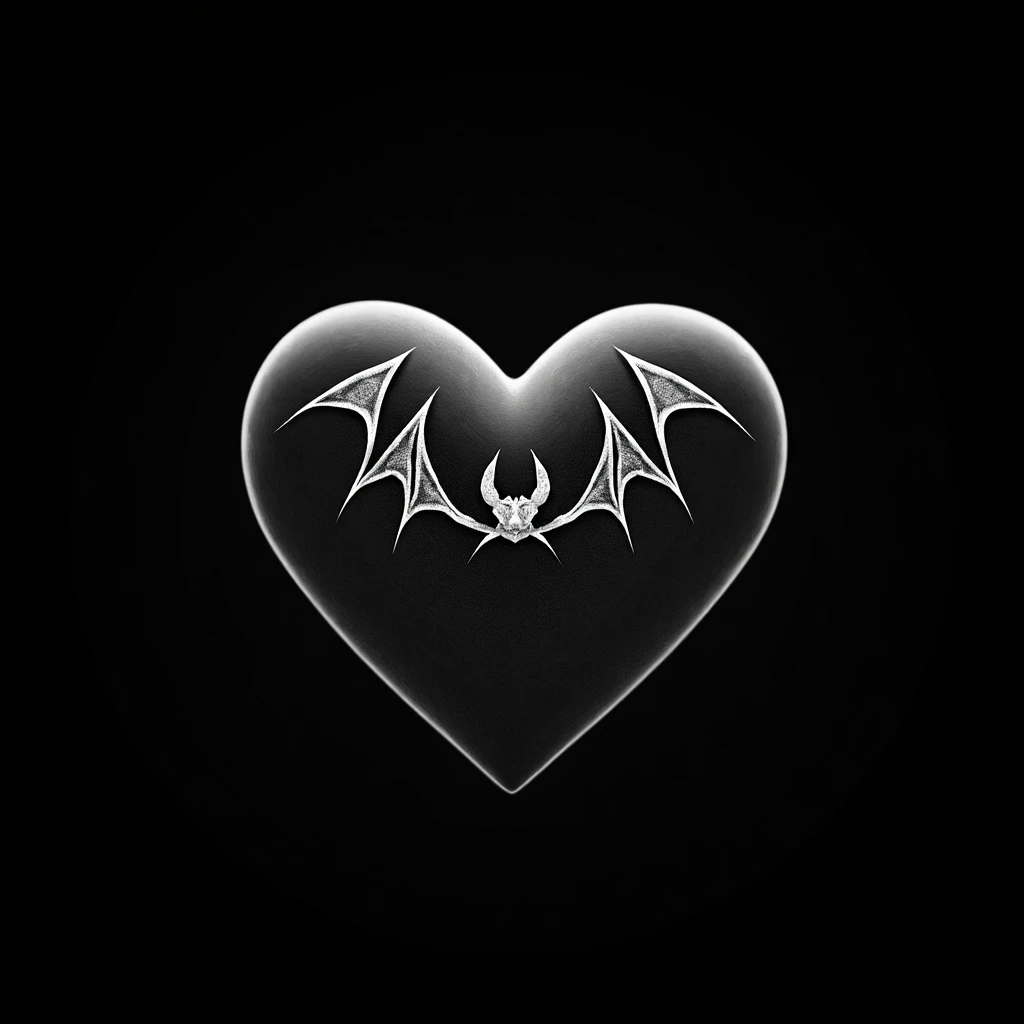 gothic heart with a bat motif, professional photography style emoji