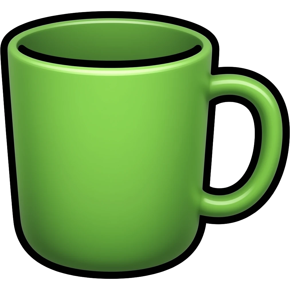 thick black outline, green cup emoji, thick black outline, simple cartoon emoji