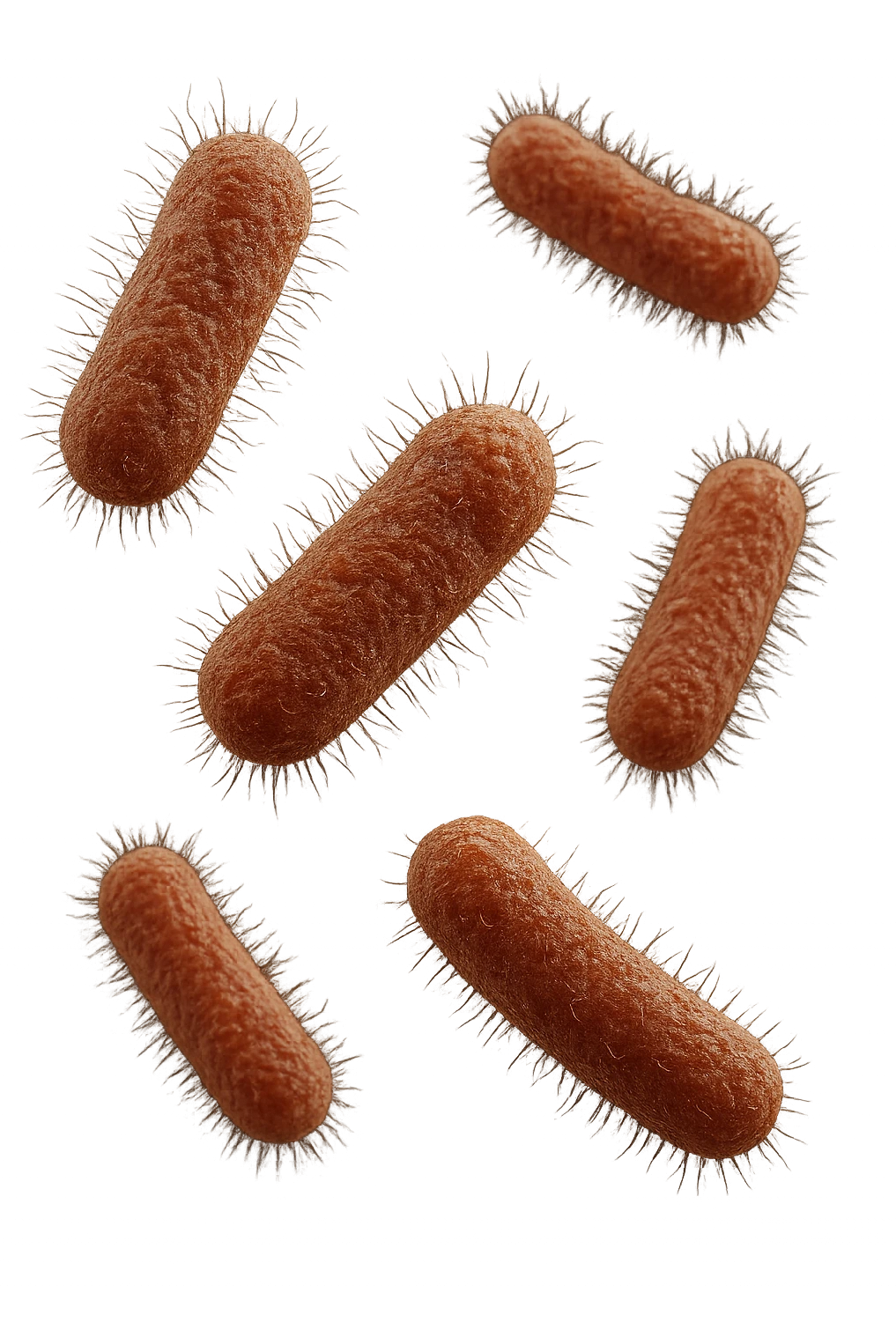 6 batteri intestinali fluttuano in aria, IPERREALISTICO 4K emoji