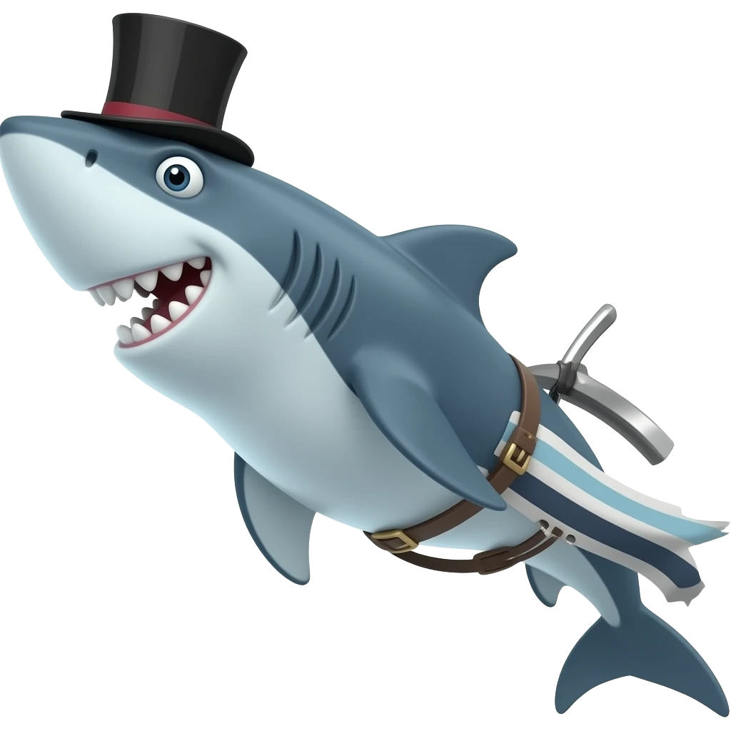 Shark with a top hat emoji