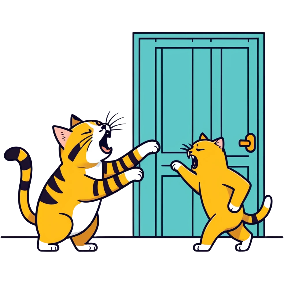 golden cat ￼ yelling at old blind man ￼ emoji