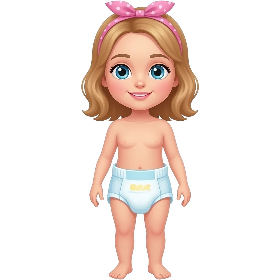 A blue-eyed girl having a diaper changed emoji
