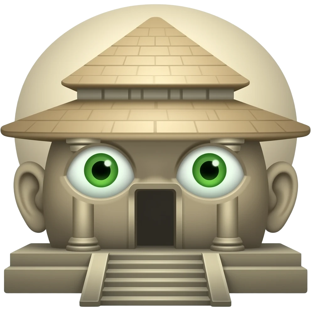 Temple emoji with glowing green eyes  png emoji