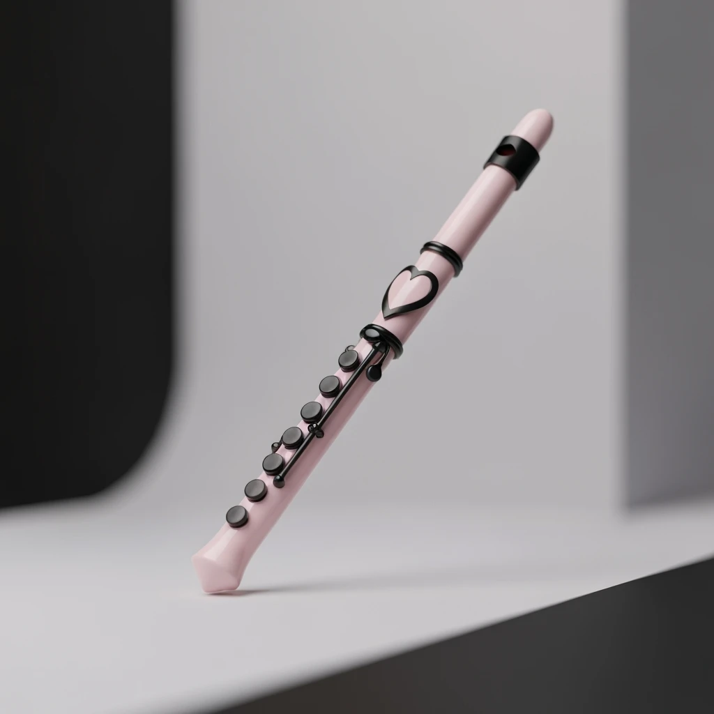 goth heart flute, cute, expressive, minimal emoji