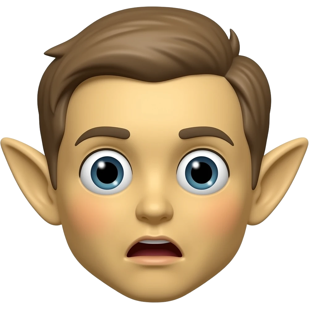 노란얼굴이 엘프귀를 하고 놀란 동공 붉은색 홍조를 하고 있는 이모티콘 emoji