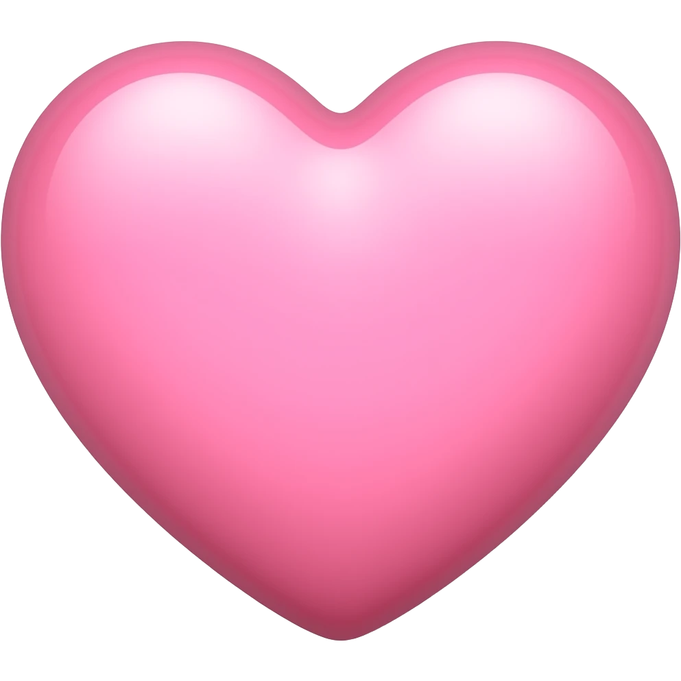 kawaii light pink heart emoji, soft pastel pink color, glossy shine, simple cute icon style emoji