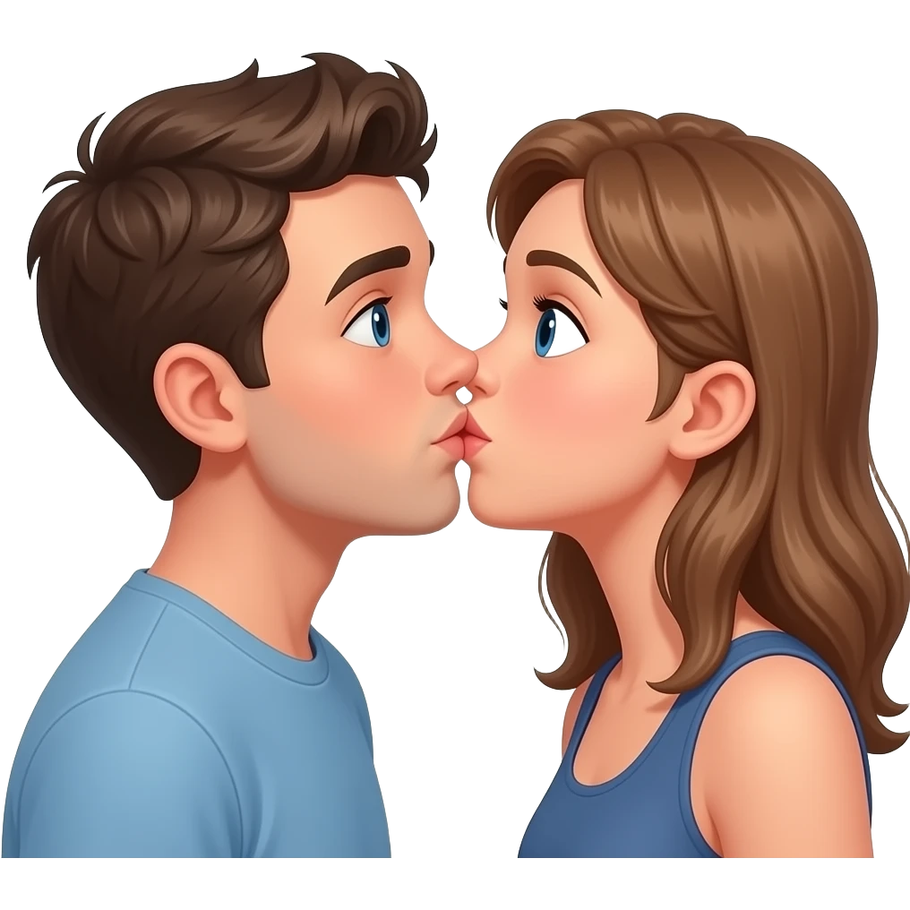 An emoji of teenagers French kissing emoji
