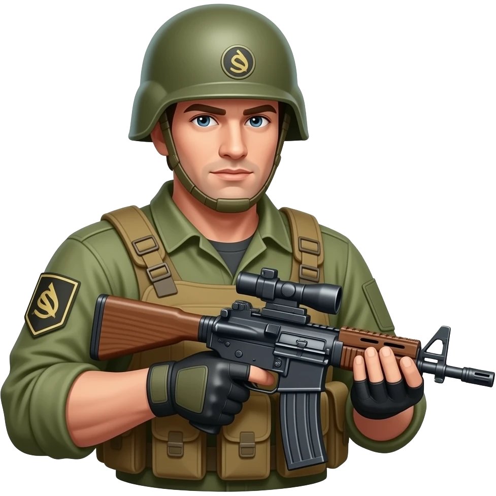 Воин с автоматом. emoji