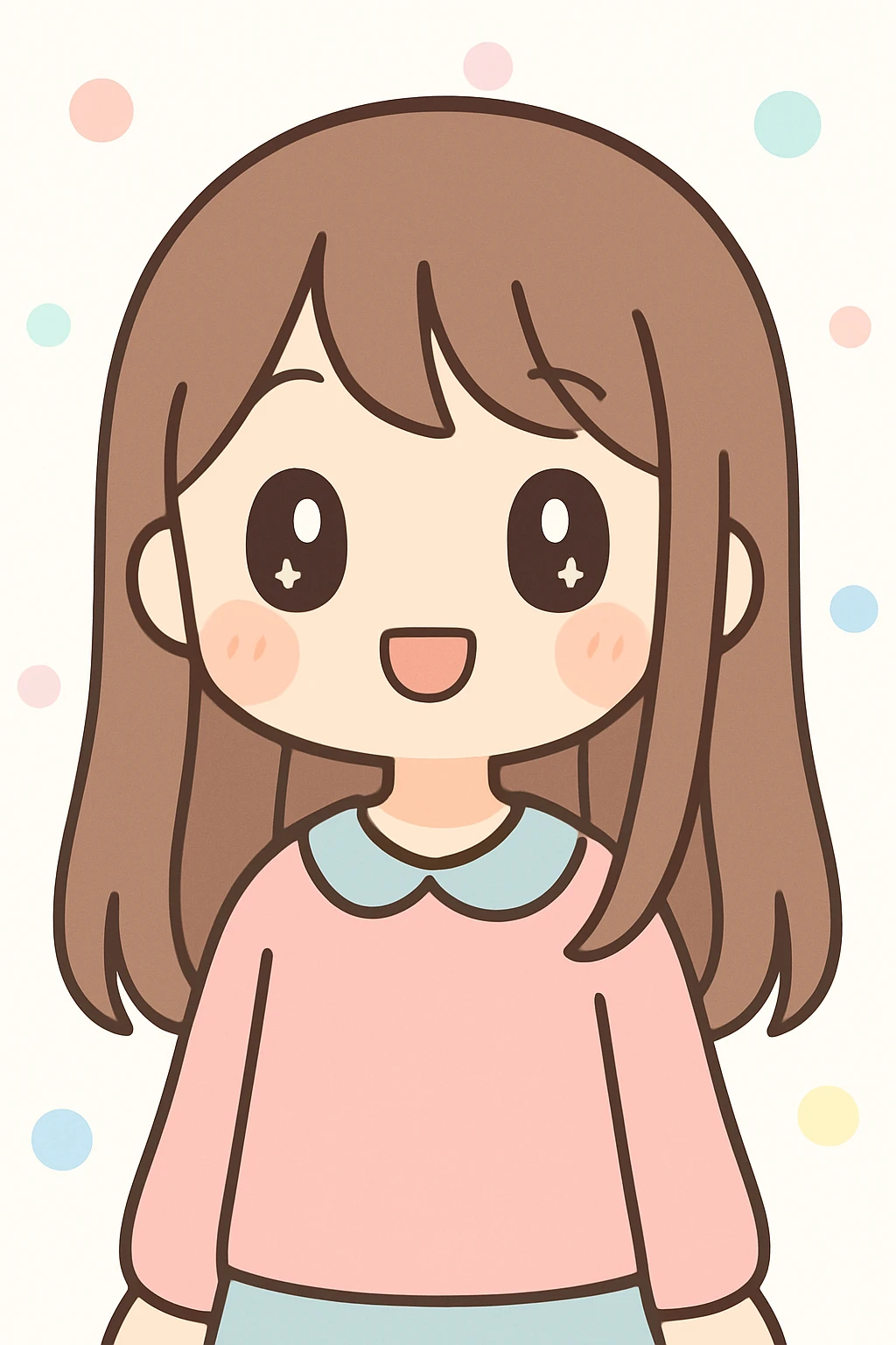 anime style girl with long straight brown hair emoji