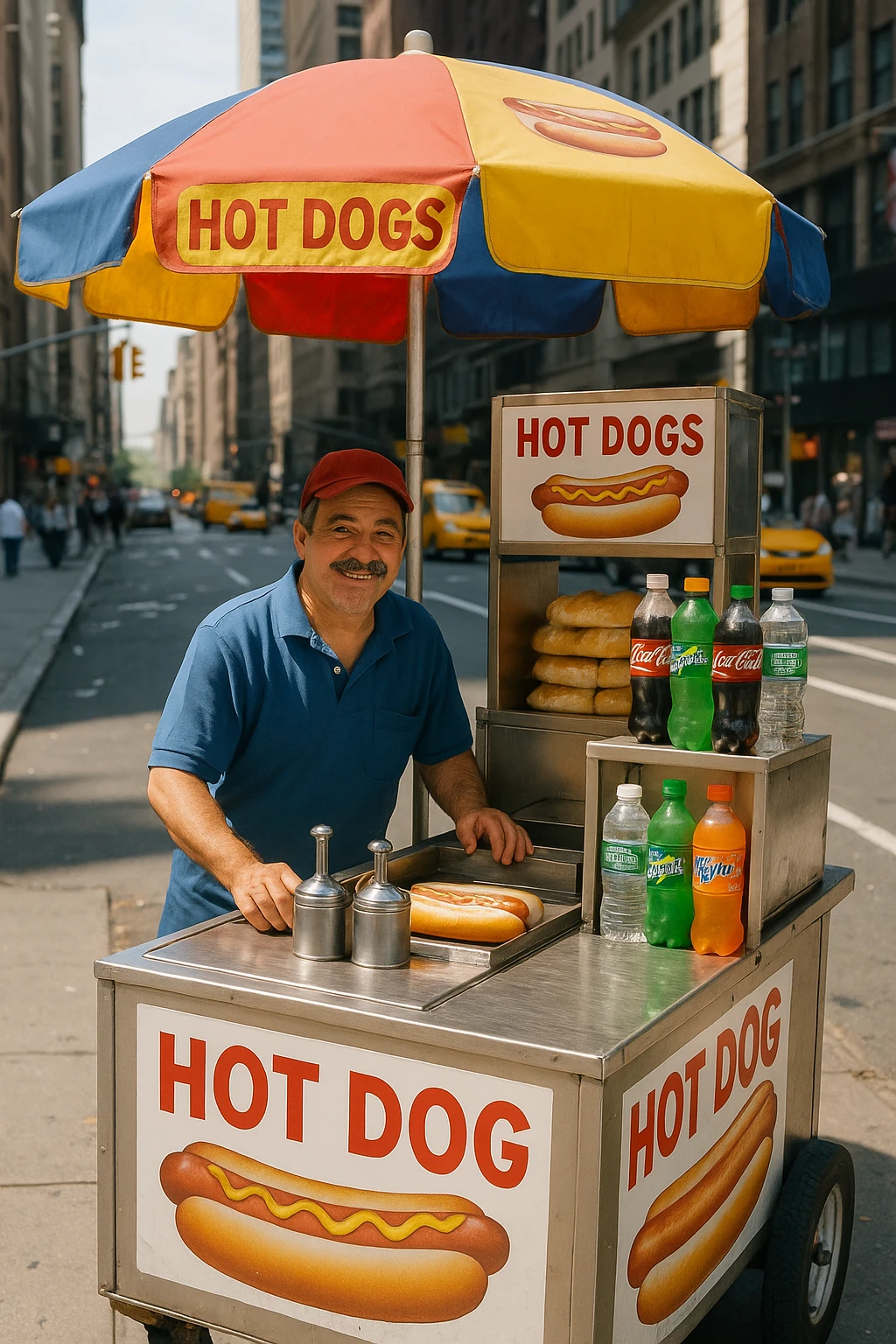 hotdog seller in New York with cart emoji